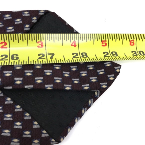 Graham & Lockwood Tie Maroon Blue 100% Silk Necktie 👔 Made In Mexico 58" - Picture 9 of 9